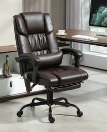 Massage Office Chair with 6 Vibrating Points, High Back Reclining Office Chair with Footrest and Remote, Brown