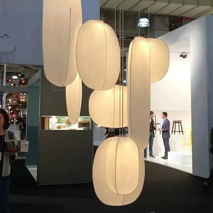 Vintage Industrial Art Cloth Fabric Paper LED Pendant Lights Creative Hand Knitted Lamps for Bedroom Home Decoration Chandelier