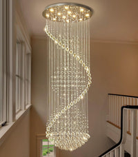 D24'' X H78'' Crystal Chandelier Glam Chandelier High Ceiling Chandeliers for Staircaes Large Raindrop Chandeliers LED Dimmable Light Fixtures for Foyer Hallway Entryway