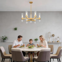 Gold Chandelier,9 Light Farmhouse Chandeliers for Dining Room Light Fixture