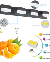 4-Light Acrylic Matte Black Bathroom Vanity Mirror Light For Mirror, Shower, And Bathroom Decor