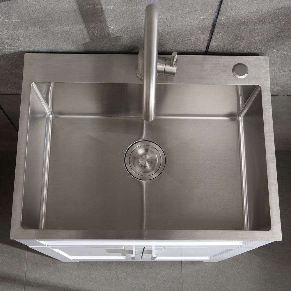 24in Stainless Steel Washing Sink W Faucet Hoses And Drain Head Only Update