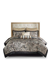 12 Piece Comforter Set With Cotton Bed Sheets Black King