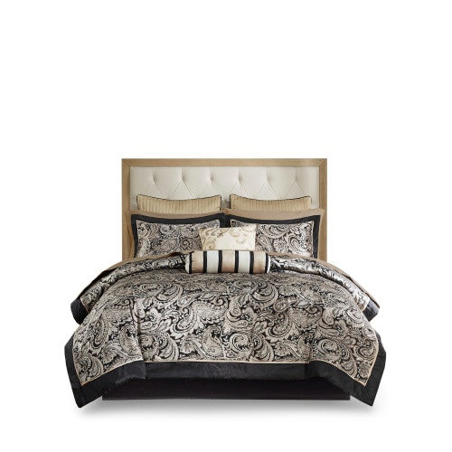 12 Piece Comforter Set With Cotton Bed Sheets Black King