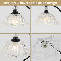 Table Lamp for Bedroom,Crystal Glass beside Lamp,Plug in Dimmable Black Lamp Flower Nightstand Lamp for Living Room, Office, Desk, Home Decor