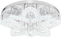 Dia 24" Modern Crystal Chandeliers Silver Chandelier LED Flush Mount Ceiling Light for Living Room Dining Room Bedroom Foyer Entryway LED Dimmable 2700-6000K