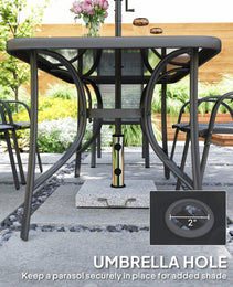 8 Pieces Patio Furniture Set with 9Ft Patio Umbrella, Outdoor Dining Table and Chairs, Mixed Gray