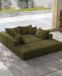 Oversized Sponge Cloud Sofa,Modern Upholstered Sectional Sofa Couch Set,Modular 162 L Shaped Sectional Living Room Sofa Set With 6 Pillows,Free Combination Sofa Couch For Living Room,BedroomWF055
