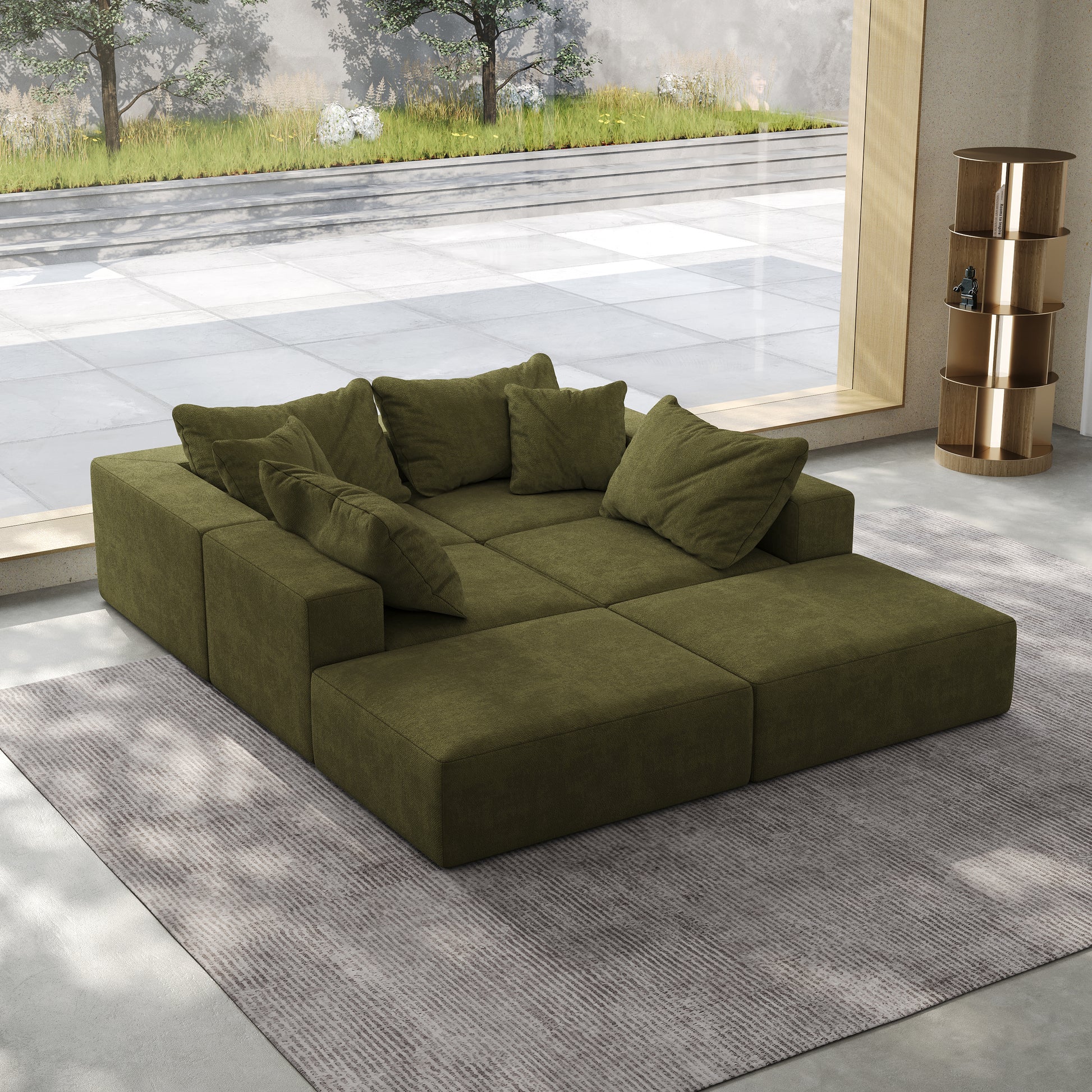Oversized Sponge Cloud Sofa,Modern Upholstered Sectional Sofa Couch Set,Modular 162 L Shaped Sectional Living Room Sofa Set With 6 Pillows,Free Combination Sofa Couch For Living Room,BedroomWF055