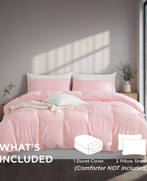 White & Pink Extra Large Duvet Cover Set Crafted From Premium Breathable Microfiber In Bohemian Style. Hotel-grade Minimalist Design Suitable For Bedrooms And Guesthouses. The Perfect Christmas Gift.