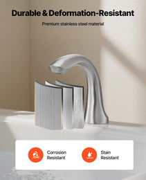 Roman Tub Faucet, 3 Hole Waterfall Bathtub Faucet, Gooseneck Bath Tubs Faucets Set With 2 Handles, Deck Mount Bath Tub Faucets Set For Pet Washing, Adult Bathing, Brushed Stainless Steel