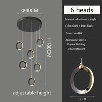 Duplex Staircase Lamp Long Chandelier Black Gold Modern Minimalist Light Luxury Creative Lighting Villa Loft Living Room Rng