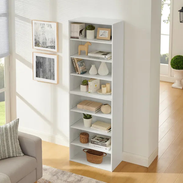 CD DVD Storage Cabinet, Bookcase, Adjustable Shelf 8-layer Storage, Display Bookshelf, Home, Office, Multi-functional Double-layer Bookcase, Can Be Disassembled Into Two 4-layer Storage Bookcases