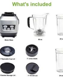 Moothie Blender, Countertop Blenders For Kitchen With 23 34 60oz BPA-Free Portable Cups, Professional Smoothie Maker With Four Programs For Shakes, Sauces, Juice And Ice Crushing