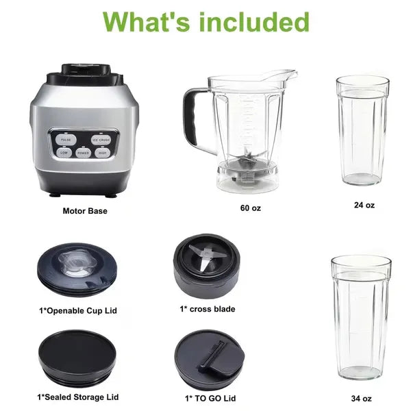 Moothie Blender, Countertop Blenders For Kitchen With 23 34 60oz BPA-Free Portable Cups, Professional Smoothie Maker With Four Programs For Shakes, Sauces, Juice And Ice Crushing