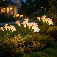 Solar Lily Flower Garden Stake Lights, Warm White IP65 Waterproof  Pathway Lights for Wedding Party Outdoor Patio Yard Decor