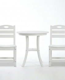 White 3-Piece Outdoor Bistro Set   Round Table Set   Patio Dining Set   2 Chairs