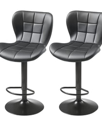 Bar Stool Set Of 2, Modern PU Leather Counter Height Stools, Swivel Kitchen Barstool With Back And Footrest, Height Adjustable Armless Bar Chair, Island Barstools For Kitchen, Dining Room, Black
