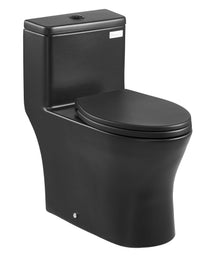 One-Piece Elongated Toilet – Vortex Dual Flush 1.0/1.28 GPF, Skirted Easy-Clean Design, Standard Height (Matte Black, 12" Rough-In)