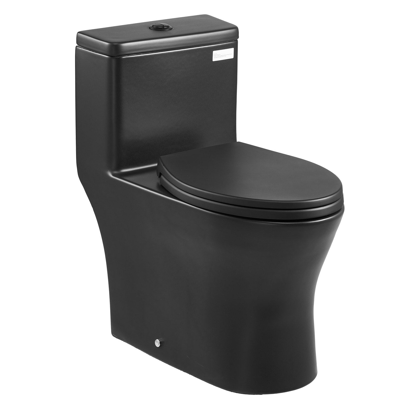One-Piece Elongated Toilet – Vortex Dual Flush 1.0/1.28 GPF, Skirted Easy-Clean Design, Standard Height (Matte Black, 12" Rough-In)
