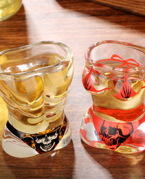 2 Pieces, Black Muscle Men's And Red Bikini Skull Style Glass Small Wine Glasses Bar Tools Christmas Gift, Halloween Gift, Birthday Gift, Company Party Gift, Universal Gift