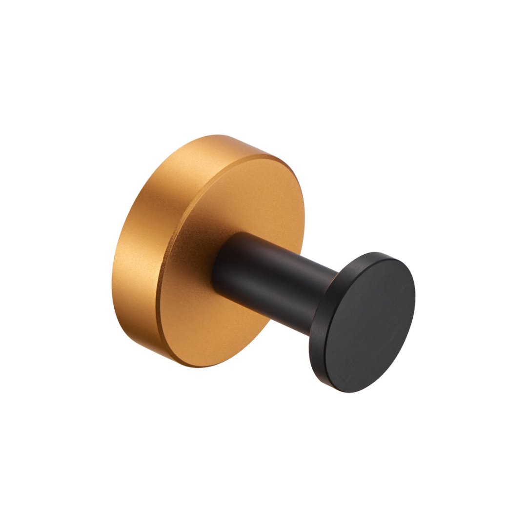 Round Base Wall Hanging Coat Hook With Screws- Black Gold Towel Hook, 2 Pack, For Entry Shoe Cabinet, Wardrobe Bathroom Bedroom Furniture Hardware