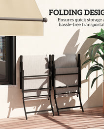 Set of 2 Outdoor Dining Chairs with High Back, Armrests, Folding Patio Chairs for Patio, Lawn, Camping, Gray