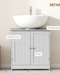 Bathroom Vanity Cabinet, Under Sink Bathroom Cabinet with 2 Doors and Adjustable Shelf, Light Gray