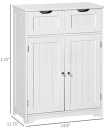 Freestanding Bathroom Storage Cabinet, Floor Cabinet with 2 Drawers, Adjustable Shelf, for Bathroom, Living Room or Entryway, White