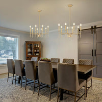 Modern Farmhouse Gold Chandeliers for Dining Room Light Fixture, 8-Light Metal Candle Chandeliers Lighting for Living Room Staircase Foyer Entryway Bedroom