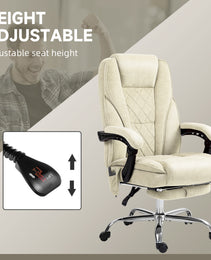 Massage Office Chair, Heated Reclining Computer Chair with Adjustable Height and Footrest, Beige