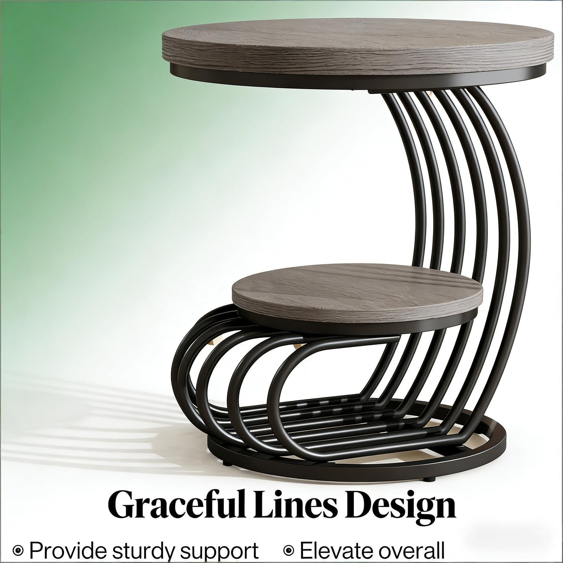 2 Tiers Couch Table,Round Side Table,End Table