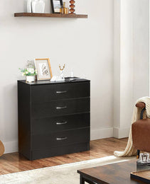 4 Drawer Chest  2 USB    2 Sockets  Nightstand Black
