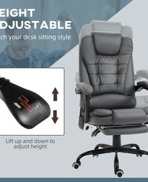 7-Point Vibrating Massage Office Chair High Back Massaging Office Desk Chair with Lumbar Support, Footrest, Gray