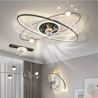 2025 Living Room Ceiling Fan Light Led Shake Head Electric Fan Pendant Lamp Stars Sky Bedroom Intelligent Remote Control Pendant