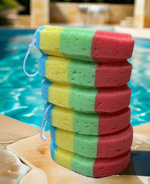 Oval Colorful Bath Sponge – Soft Exfoliating Shower Sponge for Body Cleaning & Skin Care