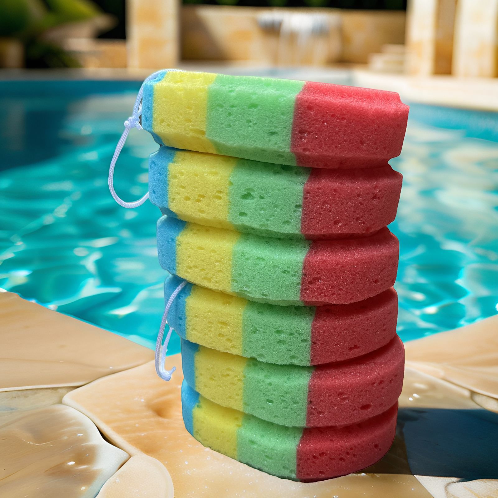 Oval Colorful Bath Sponge – Soft Exfoliating Shower Sponge for Body Cleaning & Skin Care