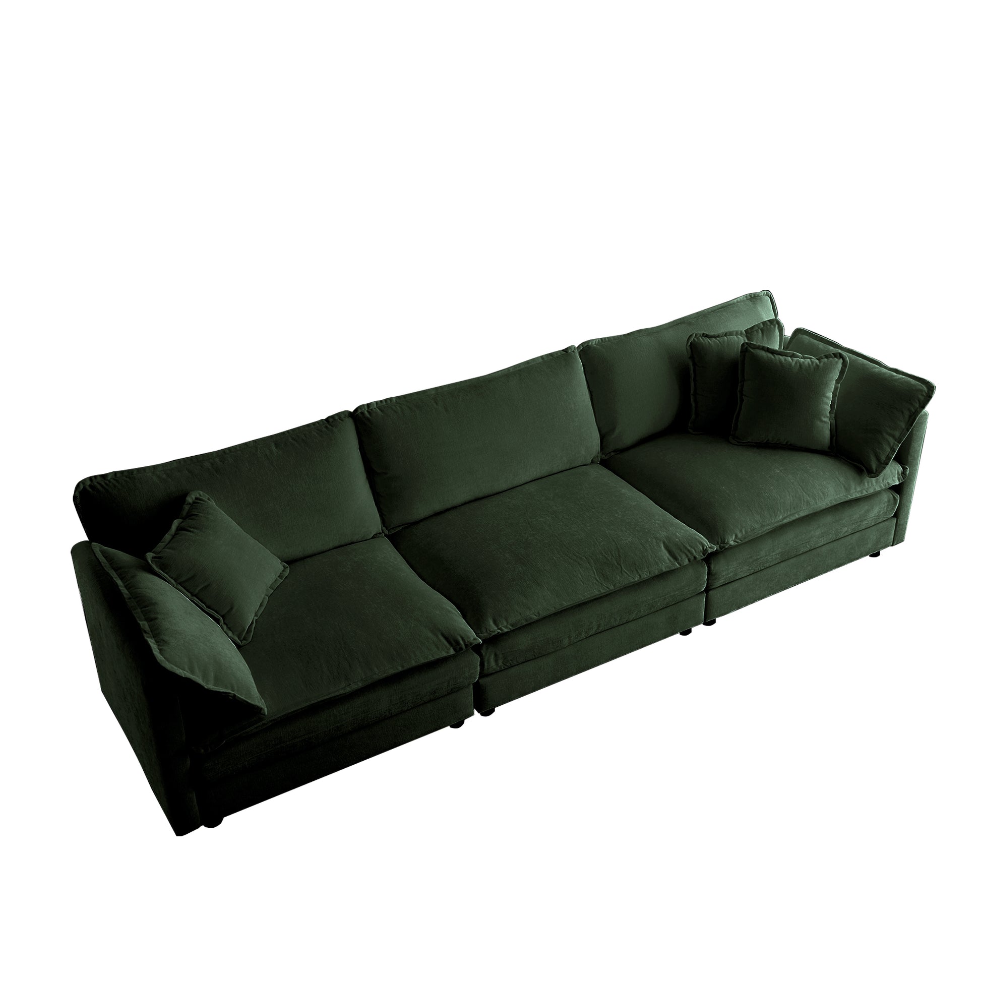 2-Piece Upholstered Sofa, Living Room Sectional Sofa Set Modern Sofa Couches Set , Deep Seat Sofa For Living Room Apartment, 1-3 Seat Green Chenille