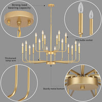 Gold Chandeliers for Dining Room Light Fixture，D44 Inch