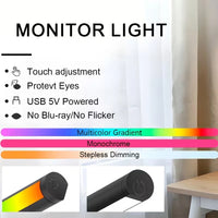 Computer Monitor Screen Light Bar LED Desk Lamp Monitor Light Bar Eye-Care Stepless Dimming Lighting Table Lamp for Work Gaming