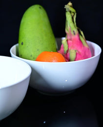 Lily Bone China Dinnerware Set, 2 Pieces, 8-inch White Large Deep Ceramic, Soup, Cereal, Oatmeal, Fruit, Rice Bowl, Plates, Dishes