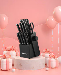 19-piece Knife Set, German Steel, Durable, Dishwasher-safe, Kitchen Knife Set With Built-in Sharpener For Chopping, Slicing, Dicing And Cutting