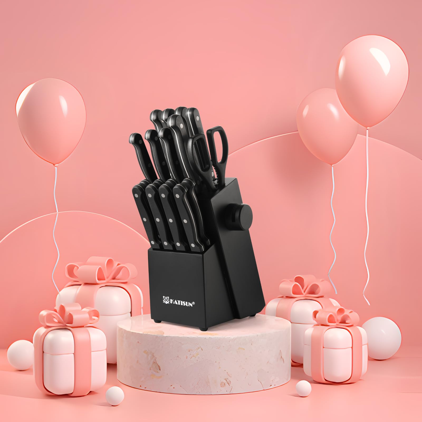 19-piece Knife Set, German Steel, Durable, Dishwasher-safe, Kitchen Knife Set With Built-in Sharpener For Chopping, Slicing, Dicing And Cutting