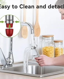 TENKER 5-in-1 Hand Immersion Blender, 1000W 12 Speed Handheld Blender, Copper Motor Stainless Steel Blade Stick Blender,600ml Mixing Beaker,500ml Food Processor, Whisk, Milk Frother, BPA-Free, Red