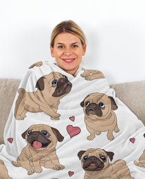 1pc Cute Cartoon Lapdog Heart Pattern Cute Pet Style Soft And Skin Friendly Blanket Cover Blanket Casual Blanket