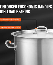 Stainless Steel Stockpot, 42 Quart Large Cooking Pots, Multipurpose Cookware Sauce Pot With Lid & Handle, Heavy Duty Commercial Grade Stock Pot, Sanding Treatment, For Large Groups Events Silver