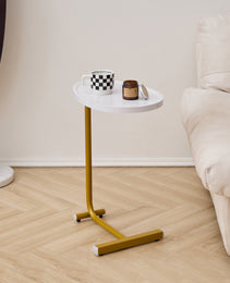 White C-shaped Side Table, Small Sofa Table For Cough, Bederoom