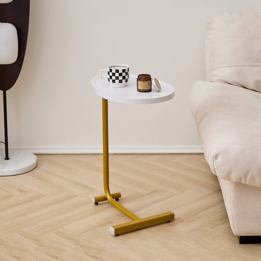 White C-shaped Side Table, Small Sofa Table For Cough, Bederoom