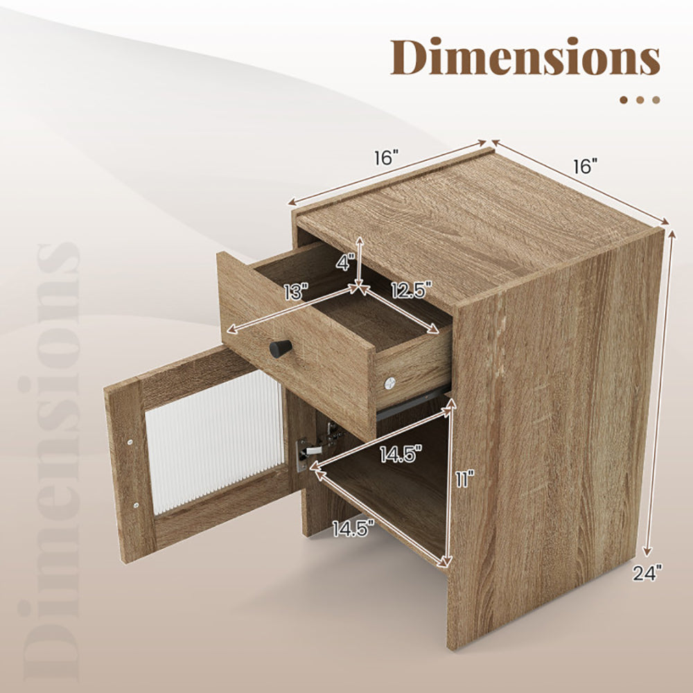 Nightstand With Drawer And Cabinet