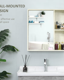 24.75" x 25.5" Bathroom Medicine Cabinet with Mirror, Storage Shelf, Over Toilet Bathroom Cabinet Wall Mounted for Living Room and Laundry Room, White